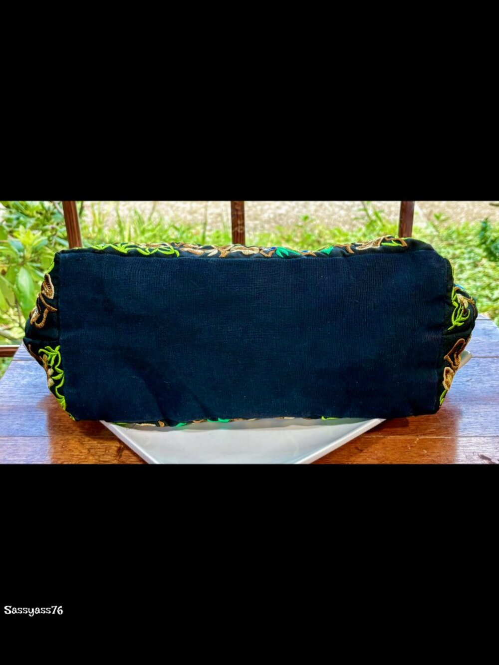 ▪️VTG▪️Large Embroidered Floral Bird Butterfly Braided Straps Cotton Canvas Bag - Picture 6 of 12